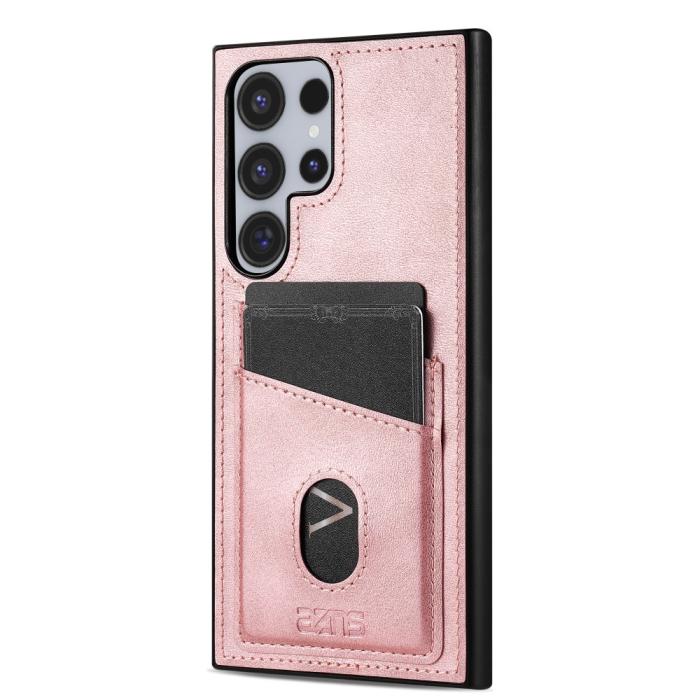 Bild 2, AZNS Samsung Galaxy S25 Ultra Skal Med Kortfack Läder Roséguld