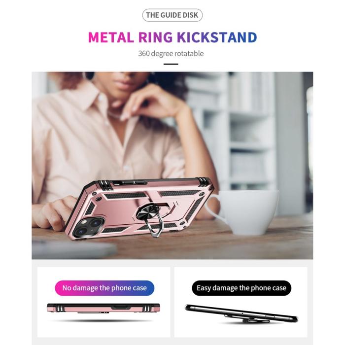 Bild 6, iPhone 15 Skal Armor Hybrid Ring Roséguld