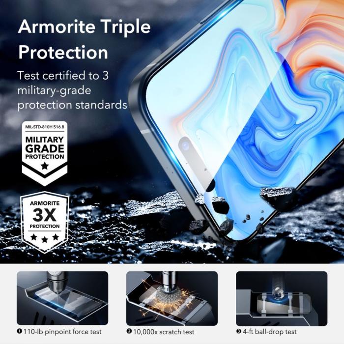 Bild 6, ESR iPhone 15 Plus Skärmskydd Armorite Härdat Glas Svart