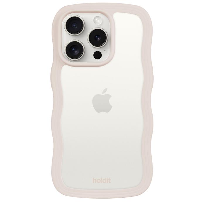 Bild 1, holdit iPhone 15 Pro Skal Wavy Light Beige Transparent