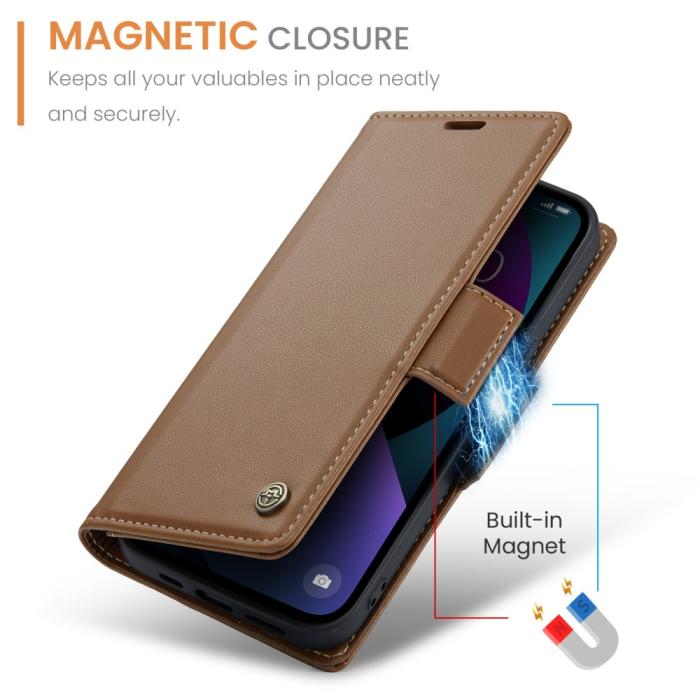 Bild 6, CASEME iPhone 15 Plus Fodral Läder RFID Brun