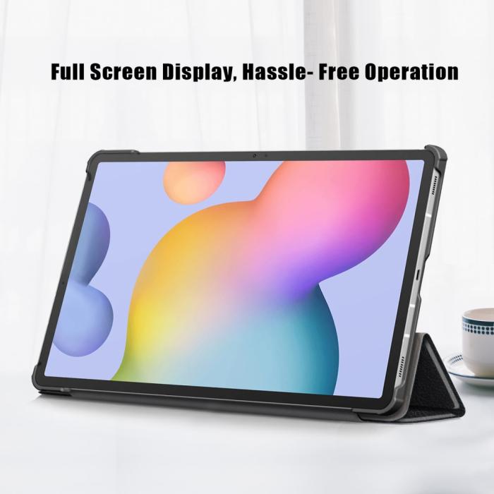 Bild 5, Galaxy Tab S7 FE/S7 Plus/S8 Plus Tri-Fold Läder Fodral Svart