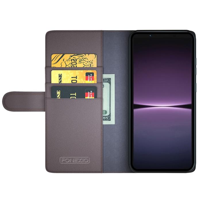 Bild 2, Sony Xperia 1 V Fodral Premium Split Läder Brun
