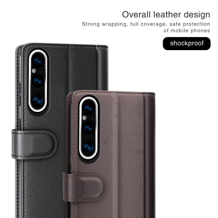 Bild 5, Sony Xperia 1 V Fodral Premium Split Läder Brun
