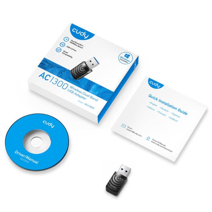 Bild 7, Cudy Wi-Fi Adapter USB WU1300S AC1300 Svart