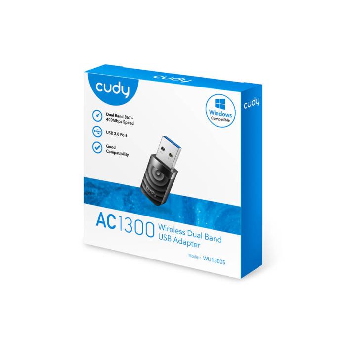 Bild 2, Cudy Wi-Fi Adapter USB WU1300S AC1300 Svart