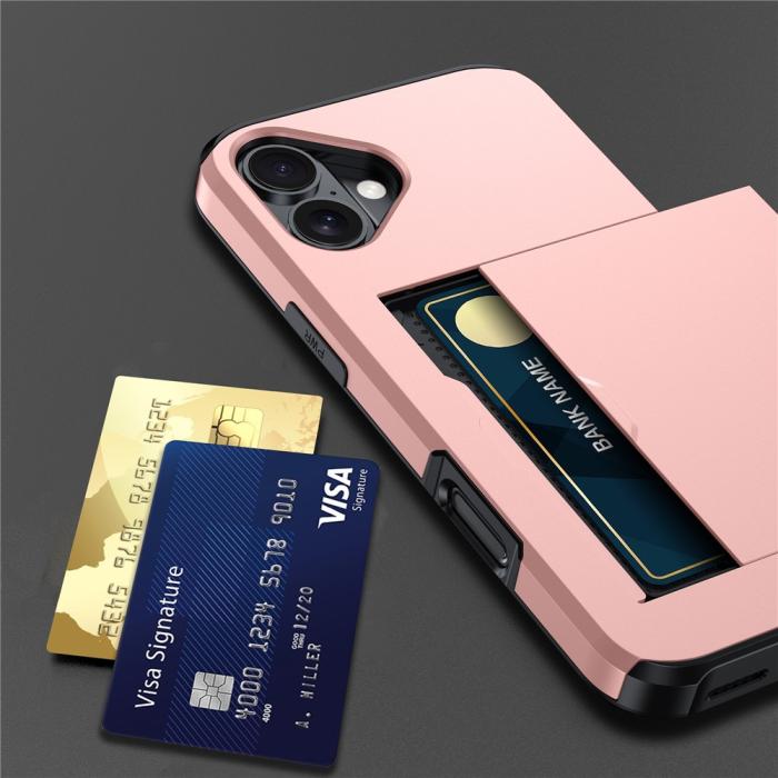 Bild 4, iPhone 17 Skal Hybrid Med Kortfack Roséguld