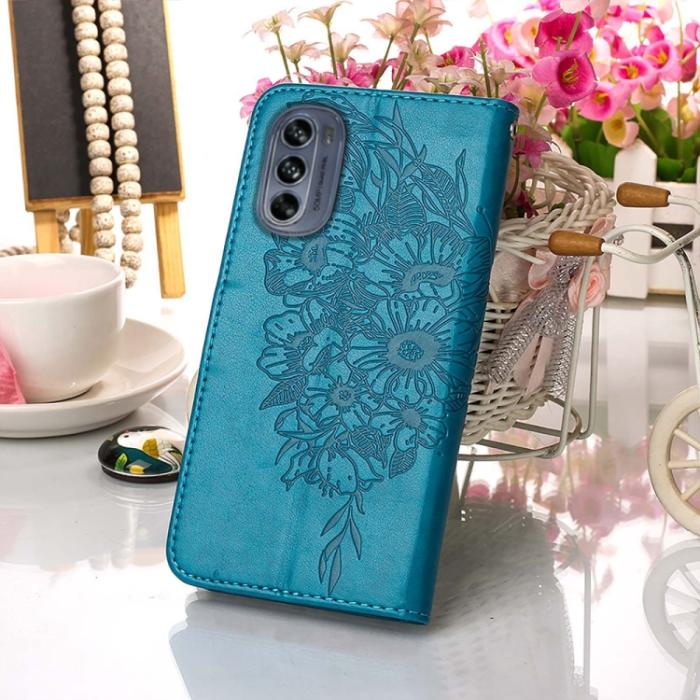 Bild 6, Motorola Moto G62 5G Fodral Med Fjäril Tryck Blå