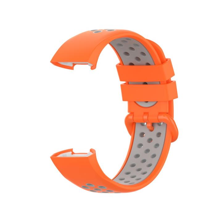 Bild 3, Fitbit Charge 4/3 Silikon Träningsarmband Orange/Grå