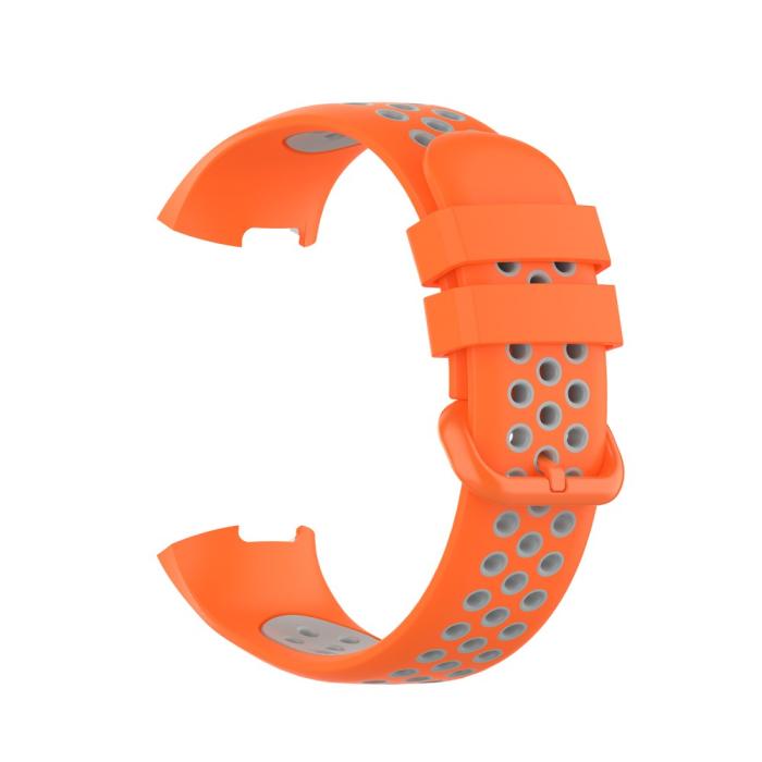 Bild 4, Fitbit Charge 4/3 Silikon Träningsarmband Orange/Grå
