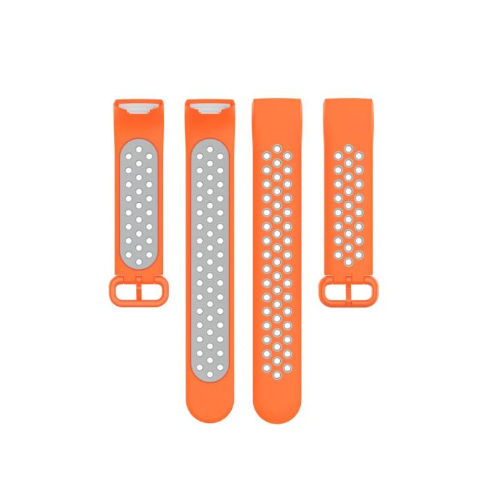 Bild 5, Fitbit Charge 4/3 Silikon Träningsarmband Orange/Grå