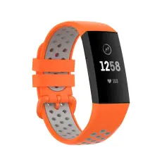 Fitbit Charge 4/3 Silikon Tr&auml;ningsarmband Orange/Gr&aring;
