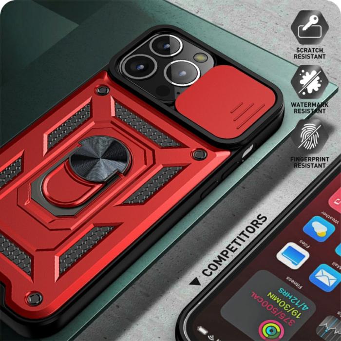 Bild 6, iPhone 13 Mini - CamShield Armor Hybrid Ring Skal - Svart