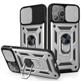 iPhone 13 Mini - CamShield Armor Hybrid Ring Skal - Silver