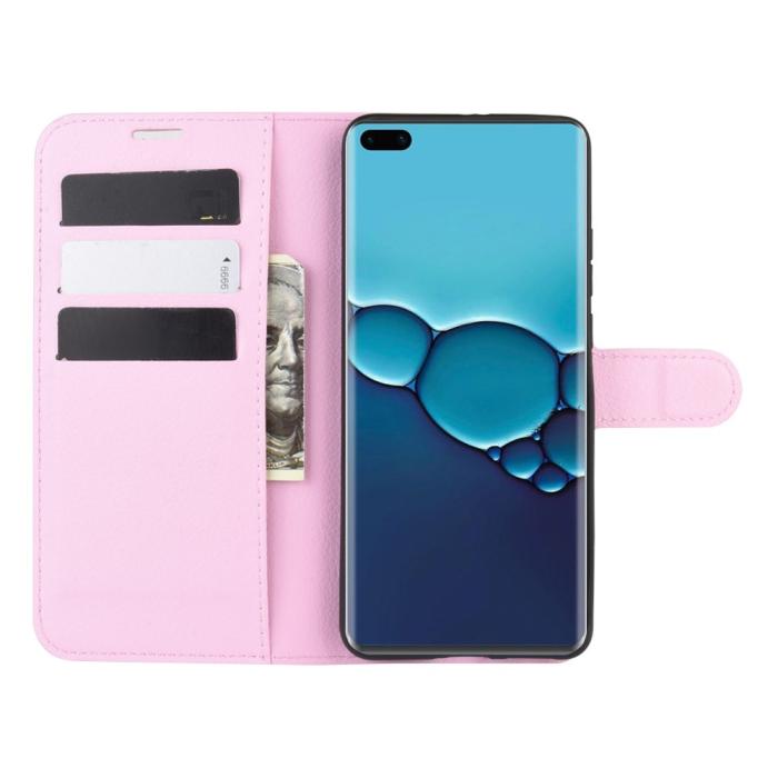 Bild 4, Huawei P40 - Litchi Plånboksfodral - Ljus Rosa