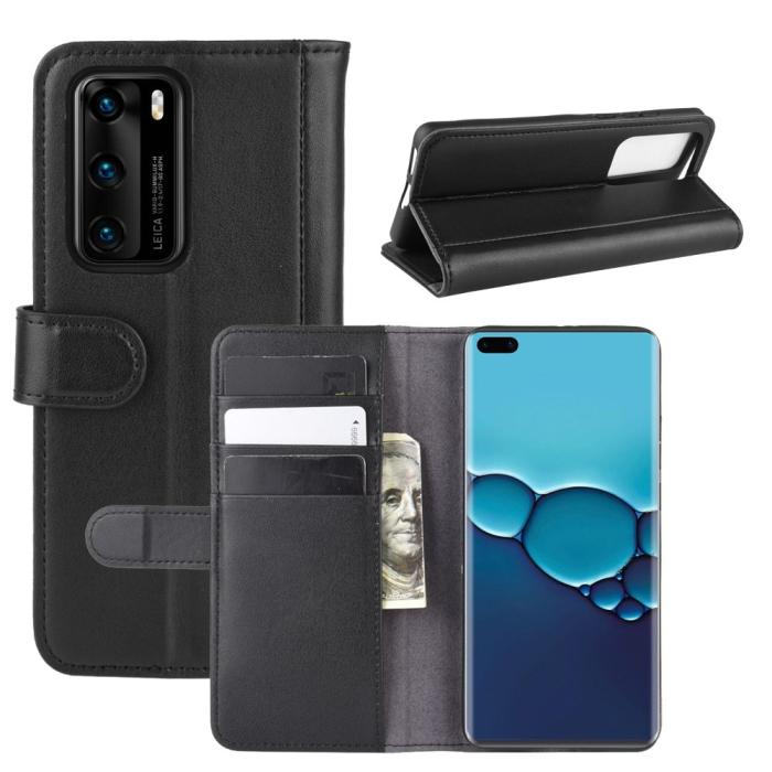 Bild 1, Huawei P40 - Split Läder Plånboksfodral - Svart