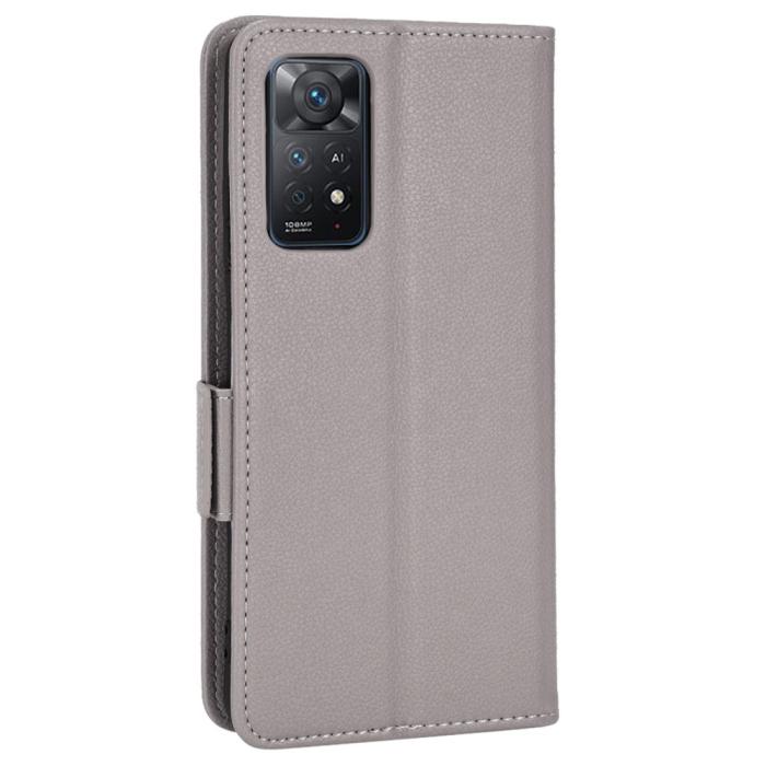 Bild 3, Xiaomi Redmi Note 11 Pro 5G Fodral Litchi Textur Grå