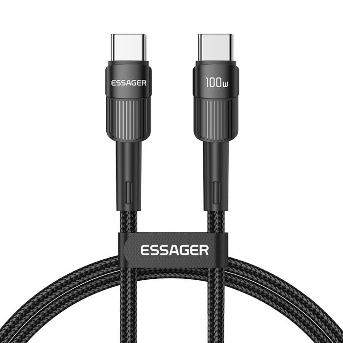 Bild 1, ESSAGER 2m 100W 5A PD USB-C - USB-C Laddningskabel Svart