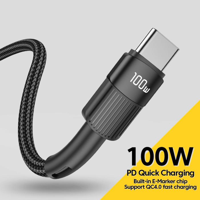 Bild 4, ESSAGER 2m 100W 5A PD USB-C - USB-C Laddningskabel Svart