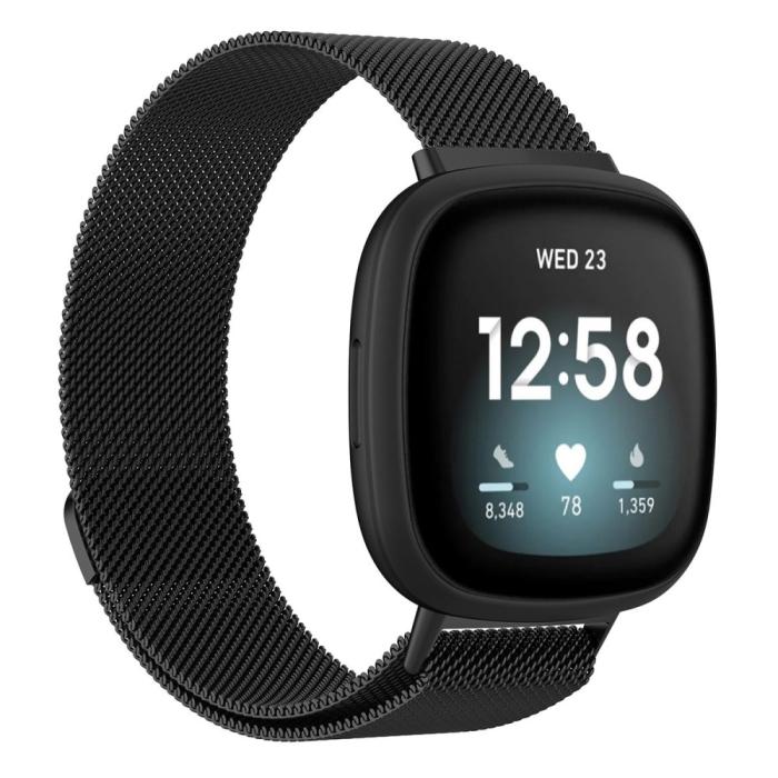Bild 4, Fitbit Versa 4/Sense 2 Armband Milanese Loop Svart