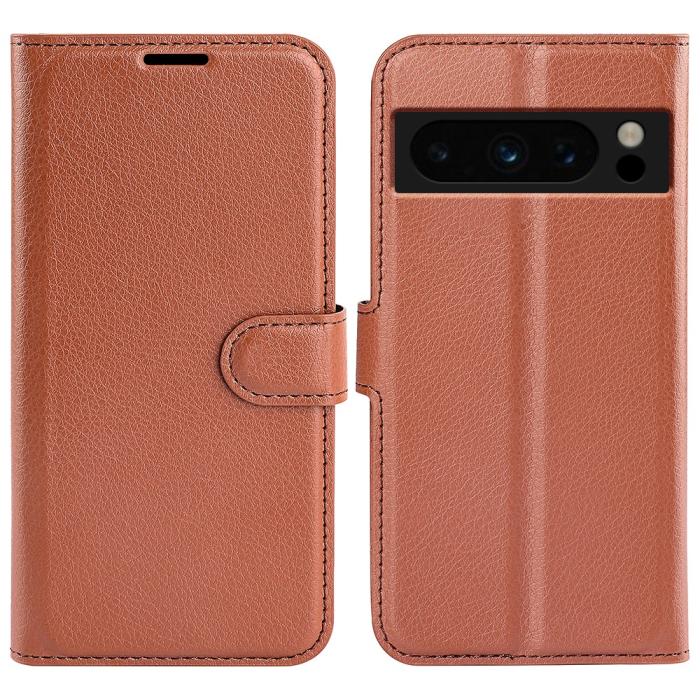 Bild 1, Google Pixel 8 Pro Fodral Litchi Textur Brun