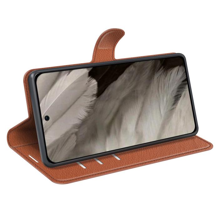 Bild 3, Google Pixel 8 Pro Fodral Litchi Textur Brun