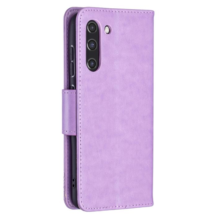 Bild 3, Samsung Galaxy S21 FE Fodral Butterfly Läder Lila