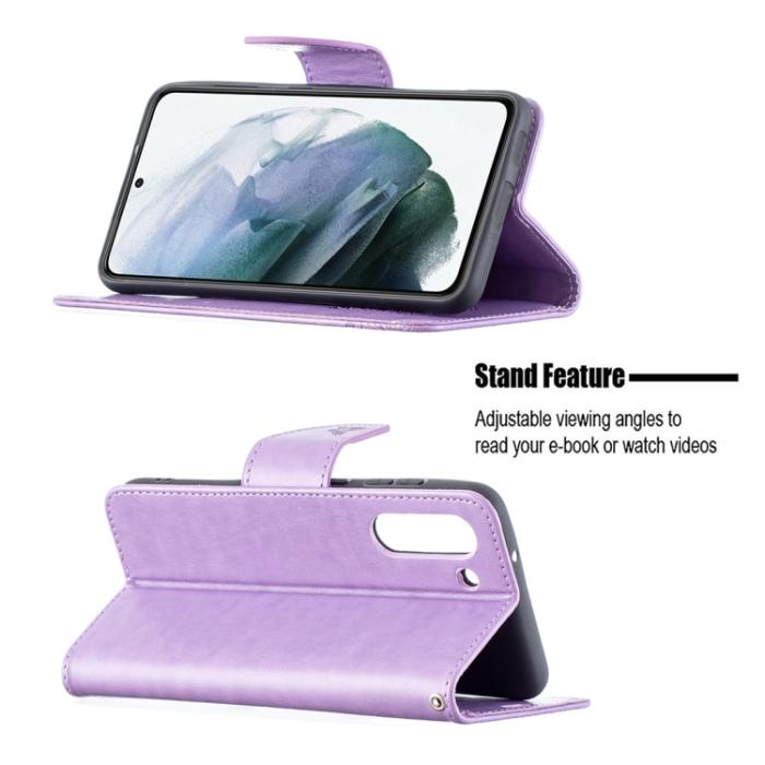 Bild 4, Samsung Galaxy S21 FE Fodral Butterfly Läder Lila