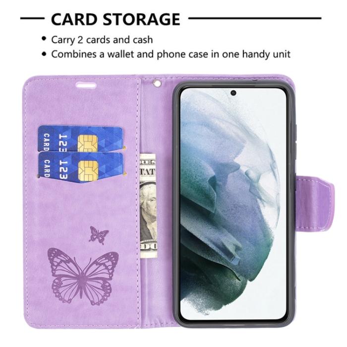 Bild 5, Samsung Galaxy S21 FE Fodral Butterfly Läder Lila