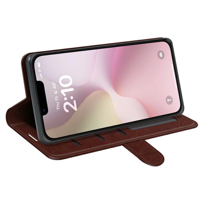 Bild 3, iPhone 17e / 16e Fodral Crazy Horse Läder Brun