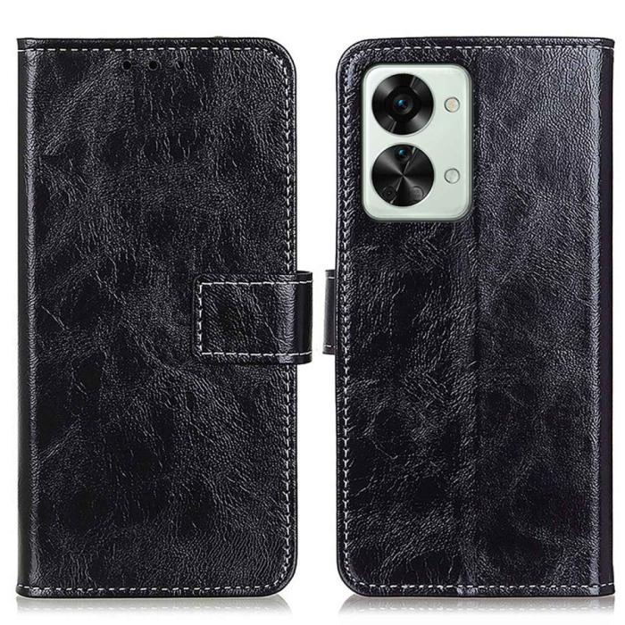 Bild 1, OnePlus Nord 2T 5G Fodral Crazy Horse Läder Svart