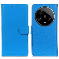 Xiaomi 14 Ultra Fodral Litchi L&auml;der Bl&aring;