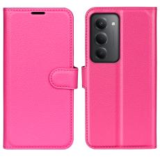 Xiaomi Redmi 15 Fodral Litchi L&auml;der Rosa