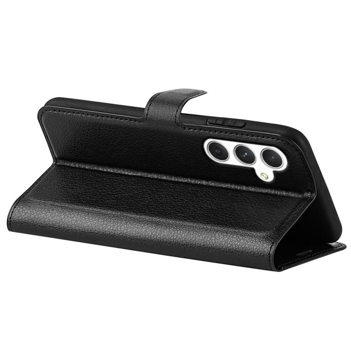 Bild 4, Samsung Galaxy S24 Fodral Litchi Läder Svart