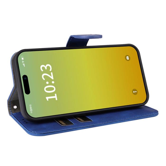Bild 3, iPhone 15 Fodral Skin Touch Läder Blå