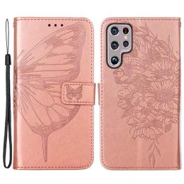 Samsung Galaxy S23 Ultra Fodral Fjäril Tryck Roséguld