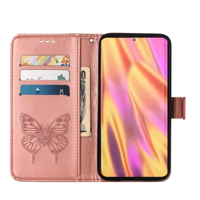 Bild 2, Samsung Galaxy S23 Ultra Fodral Fjäril Tryck Roséguld