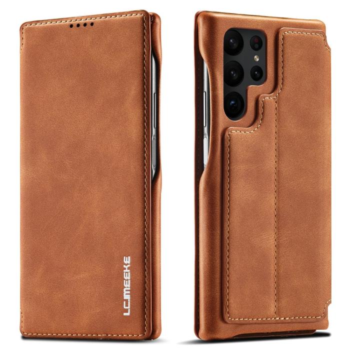 Bild 1, LC.IMEEKE Samsung Galaxy S23 Ultra Fodral Flip Läder Brun