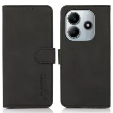 KHAZNEH Xiaomi Redmi Note 14 4G Fodral Retro L&auml;der Svart