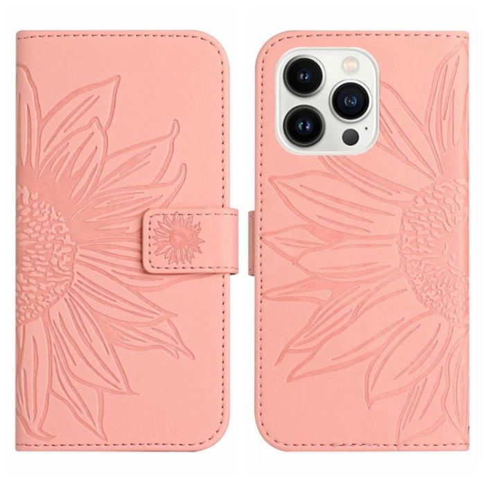 Bild 2, iPhone 15 Pro Fodral Solros Tryck Rosa