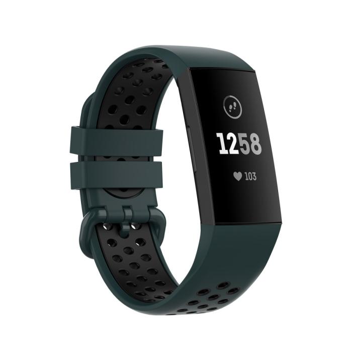 Bild 1, Fitbit Charge 4/3 Silikon Träningsarmband Mörk Grön/Svart