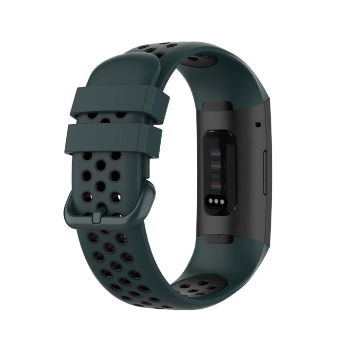 Bild 2, Fitbit Charge 4/3 Silikon Träningsarmband Mörk Grön/Svart
