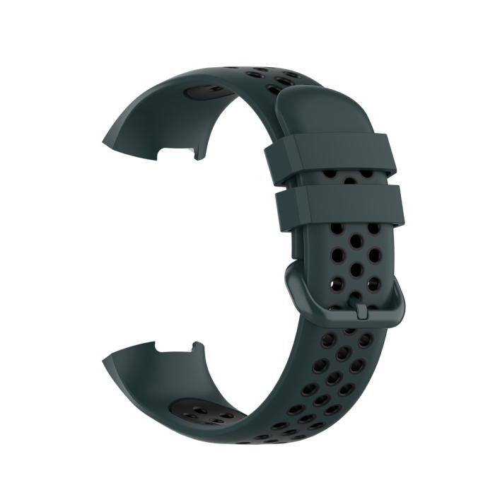 Bild 4, Fitbit Charge 4/3 Silikon Träningsarmband Mörk Grön/Svart