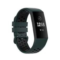 Fitbit Charge 4/3 Silikon Tr&auml;ningsarmband M&ouml;rk Gr&ouml;n/Svart