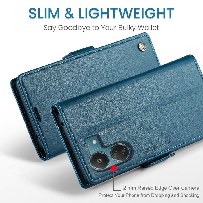 Bild 5, CASEME Xiaomi Redmi 13C 4G Fodral RFID Litchi Läder Blå