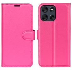 Motorola Moto G56 5G Fodral Litchi L&auml;der Rosa