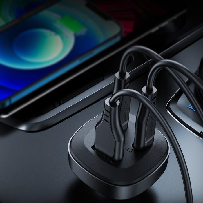Bild 5, Acefast 66W PD PPS QC Billaddare 2x USB-C / USB-A Svart