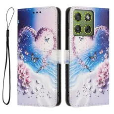 Motorola Edge 70 Fodral Med Tryck Hj&auml;rta / Fj&auml;rilar