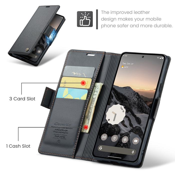 Bild 2, CASEME Google Pixel 10a Fodral RFID Läder Svart