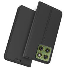 Motorola Edge 70 Fodral Flip L&auml;der Svart